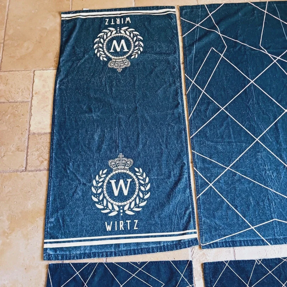 WIRTZ 7pc Spa Towels Luxury Large Bath Towels Set Navy Blue Masculine Sporty Set